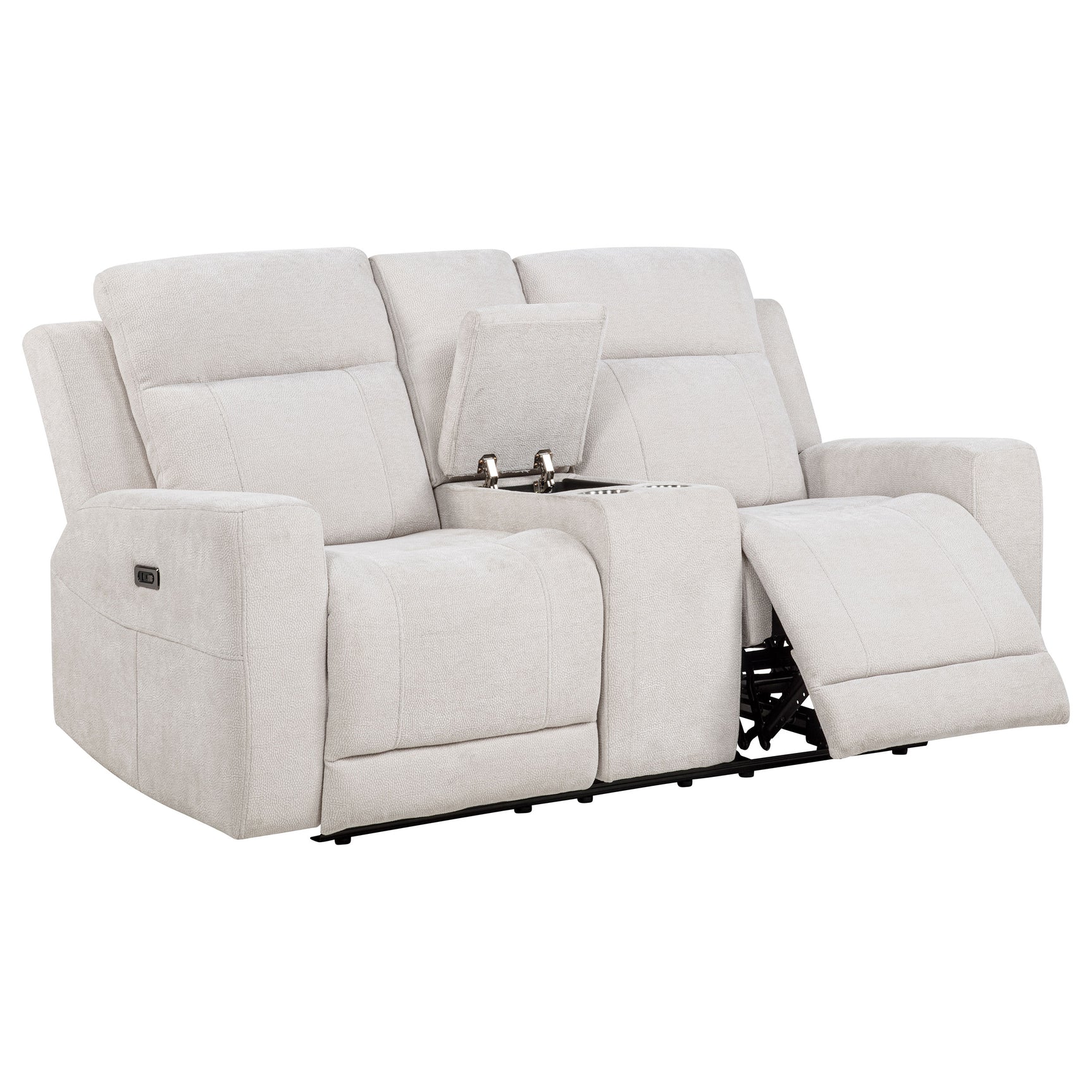 Tampa Furniture Outlet - Coaster - Kennett Chenille Upholstered Power Reclining Loveseat Ivory - 610152P