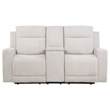Kennett Chenille Upholstered Power Reclining Loveseat Ivory