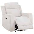 Tampa Furniture Outlet - Coaster - Kennett Chenille Upholstered Power Recliner Chair Ivory - 610153P
