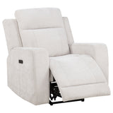 Tampa Furniture Outlet - Coaster - Kennett Chenille Upholstered Power Recliner Chair Ivory - 610153P