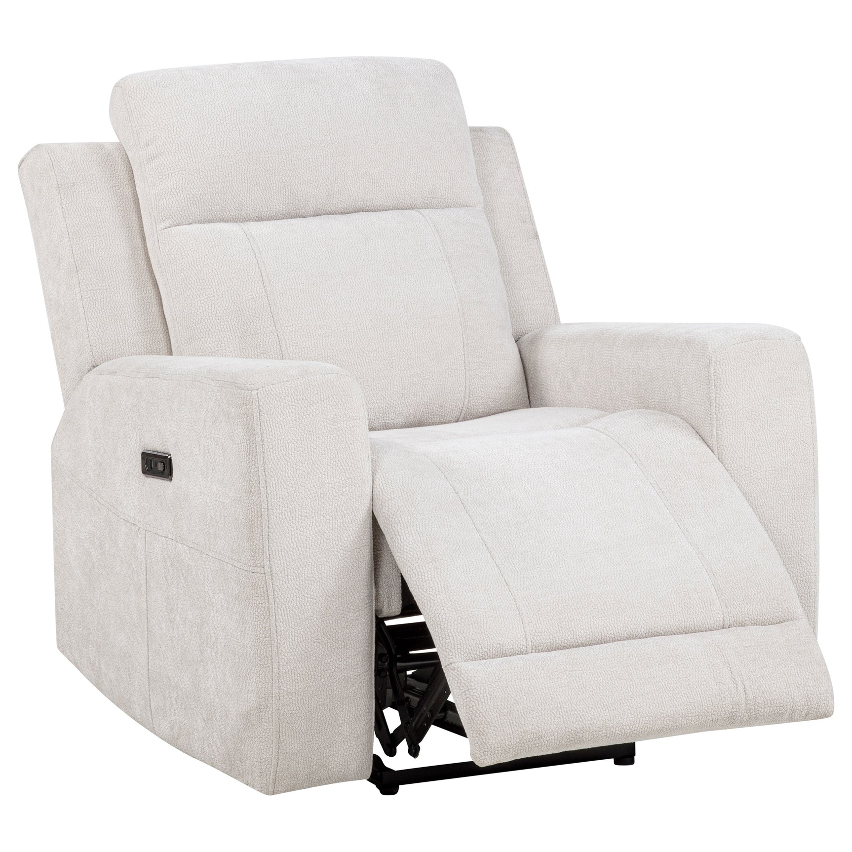 Tampa Furniture Outlet - Coaster - Kennett Chenille Upholstered Power Recliner Chair Ivory - 610153P