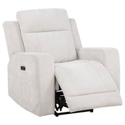 Tampa Furniture Outlet - Coaster - Kennett Chenille Upholstered Power Recliner Chair Ivory - 610153P