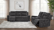 Tampa Furniture Outlet - Coaster - Kennett 2-piece Chenille Power Reclining Sofa Set Dark Grey - 610154P-S2