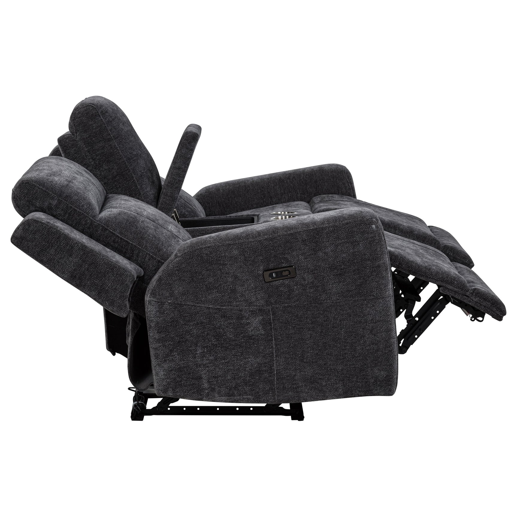 Kennett 3-piece Chenille Power Reclining Sofa Set Dark Grey