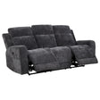 Tampa Furniture Outlet - Coaster - Kennett Chenille Upholstered Power Reclining Sofa Dark Grey - 610154P