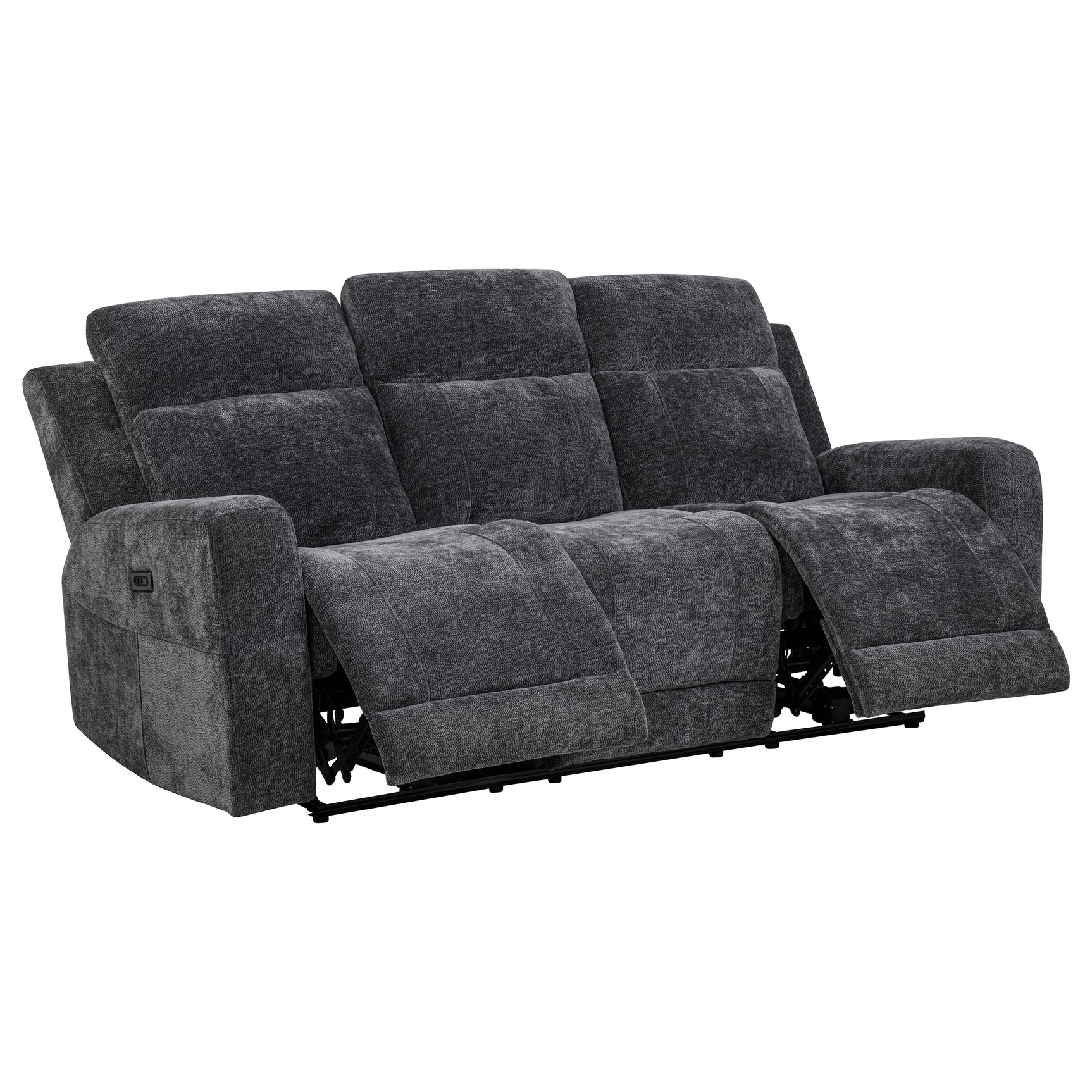 Tampa Furniture Outlet - Coaster - Kennett Chenille Upholstered Power Reclining Sofa Dark Grey - 610154P