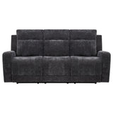 Kennett Chenille Upholstered Power Reclining Sofa Dark Grey