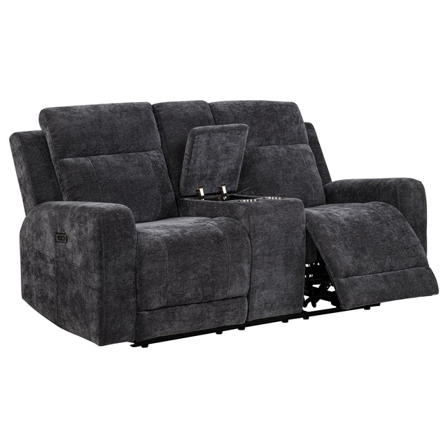 Tampa Furniture Outlet - Coaster - Kennett Chenille Upholstered Power Reclining Loveseat Grey - 610155P