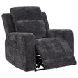 Tampa Furniture Outlet - Coaster - Kennett Chenille Upholstered Power Recliner Chair Dark Grey - 610156P