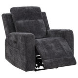Tampa Furniture Outlet - Coaster - Kennett Chenille Upholstered Power Recliner Chair Dark Grey - 610156P