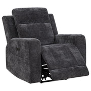 Tampa Furniture Outlet - Coaster - Kennett Chenille Upholstered Power Recliner Chair Dark Grey - 610156P