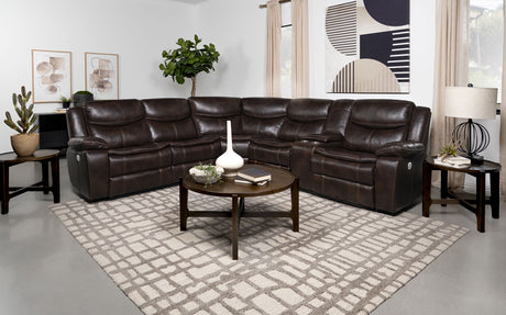 Sycamore Upholstered Power Reclining Sectional Sofa Brown - Tampa Furniture Outlet
