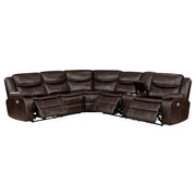 Tampa Furniture Outlet - Coaster - Sycamore Upholstered Power Reclining Sectional Sofa Brown - 610190P