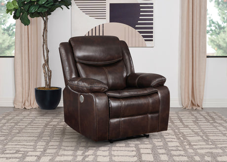 Sycamore Upholstered Power Recliner Chair Dark Brown - Tampa Furniture Outlet