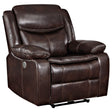 Tampa Furniture Outlet - Coaster - Sycamore Upholstered Power Recliner Chair Dark Brown - 610193P