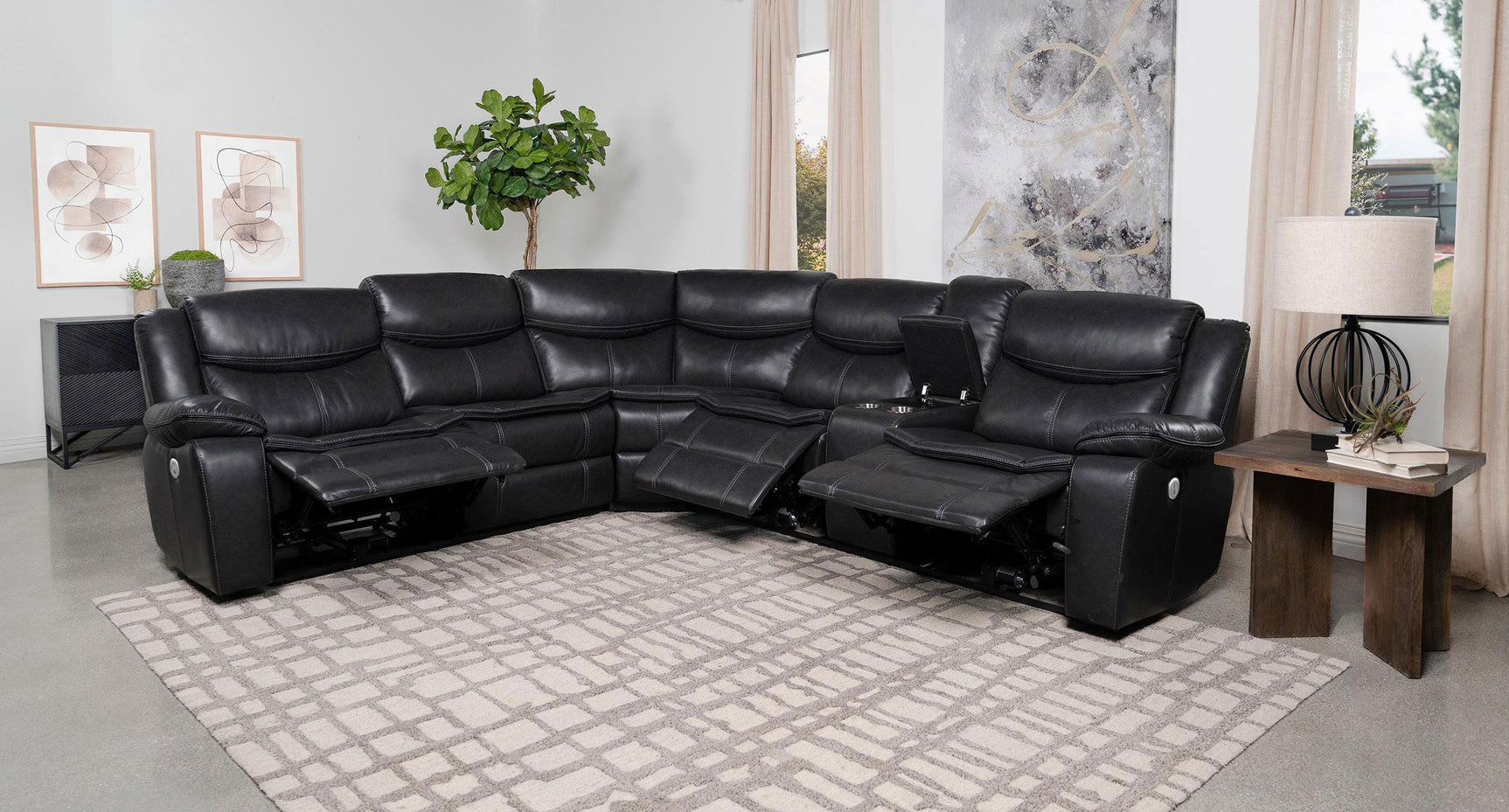 Sycamore Upholstered Power Reclining Sectional Sofa Grey - Tampa Furniture Outlet