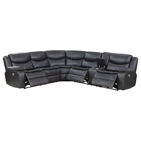 Tampa Furniture Outlet - Coaster - Sycamore Upholstered Power Reclining Sectional Sofa Grey - 610200P
