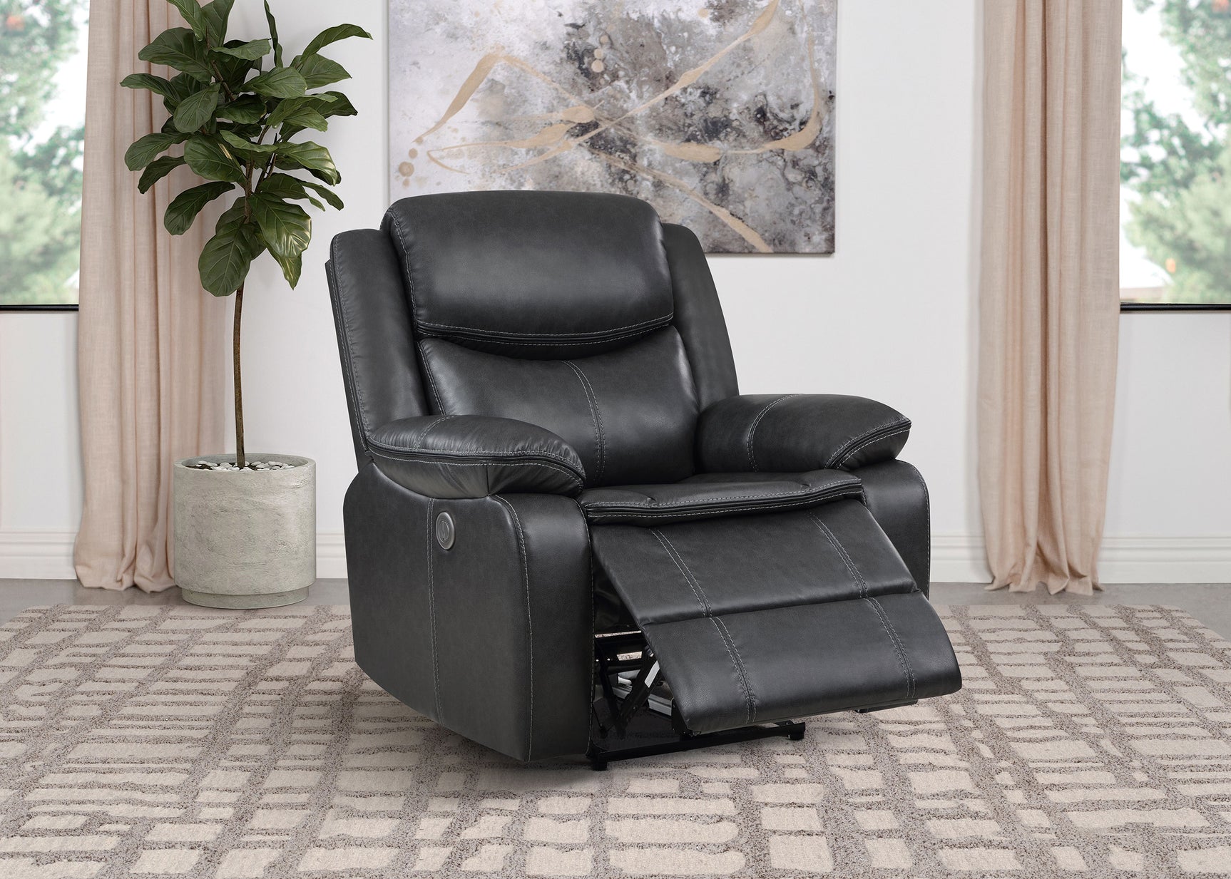 Sycamore Upholstered Power Recliner Chair Dark Grey - Tampa Furniture Outlet