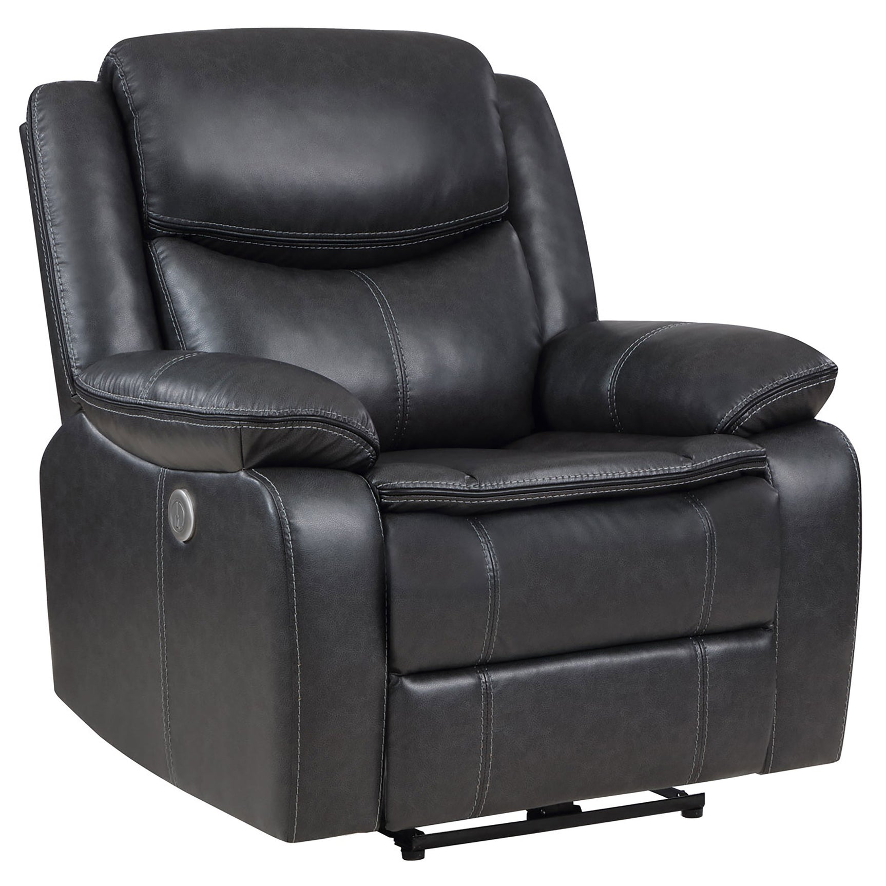 Tampa Furniture Outlet - Coaster - Sycamore Upholstered Power Recliner Chair Dark Grey - 610233P