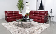 Tampa Furniture Outlet - Coaster - Camila 2-piece Upholstered Reclining Sofa Set Red - 610241-S2