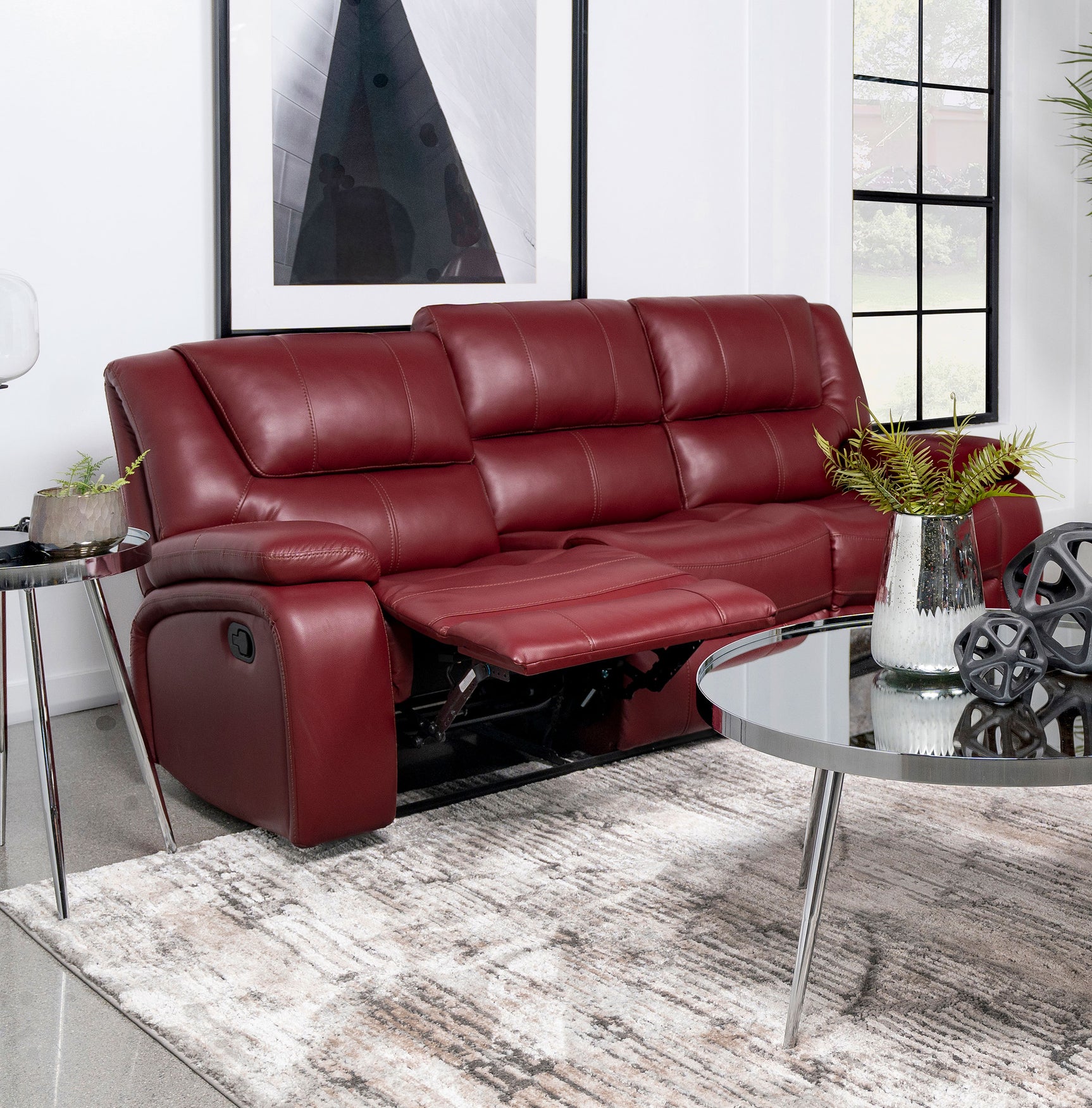 Camila Upholstered Motion Reclining Sofa Red - Tampa Furniture Outlet