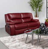 Camila Upholstered Motion Reclining Loveseat Red - Tampa Furniture Outlet