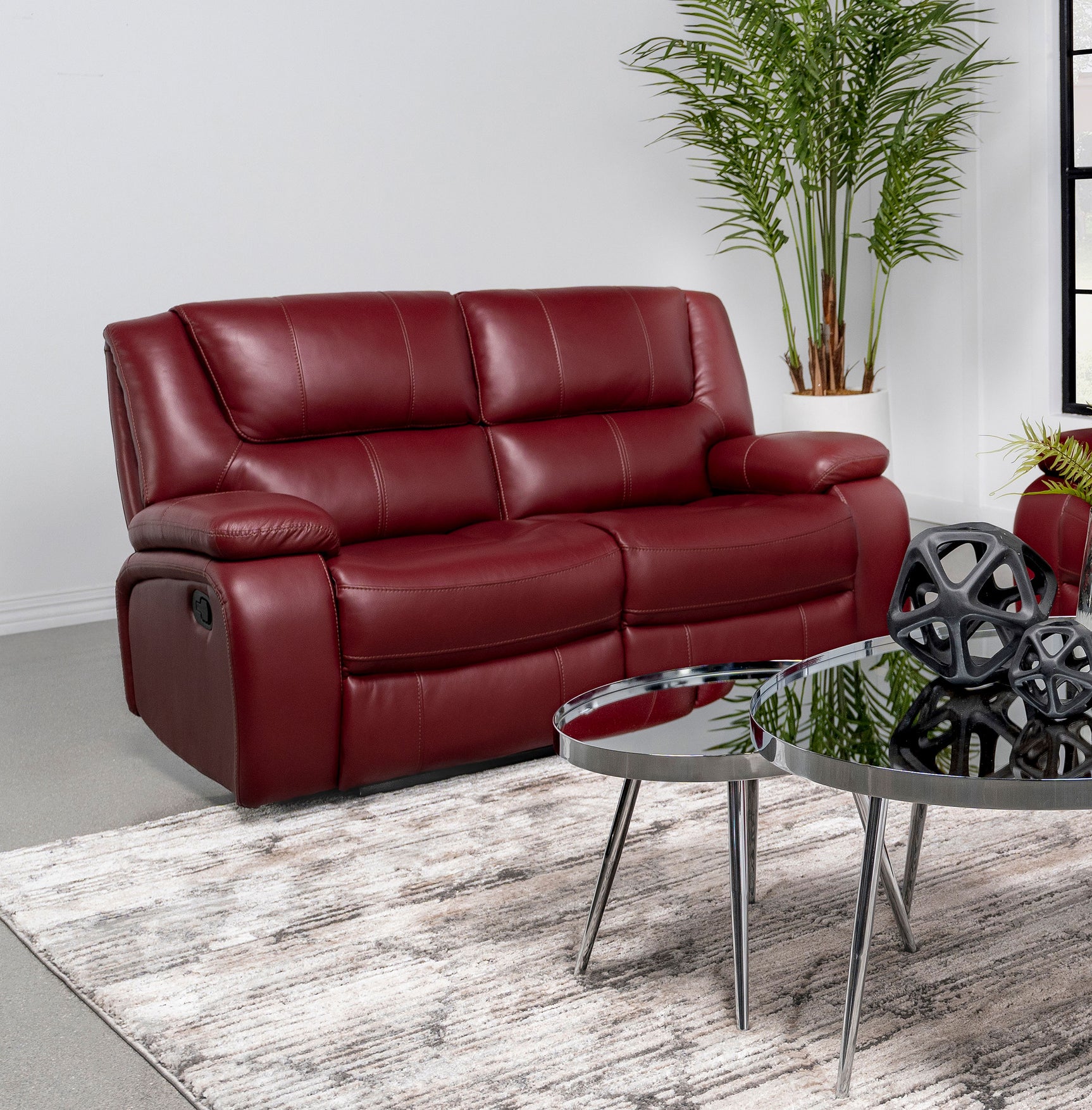 Camila Upholstered Motion Reclining Loveseat Red - Tampa Furniture Outlet