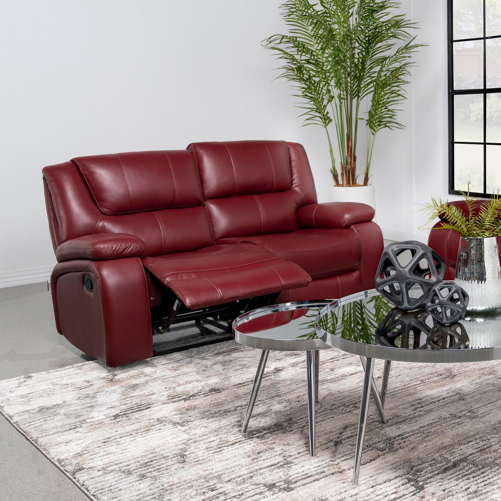 Camila Upholstered Motion Reclining Loveseat Red - Tampa Furniture Outlet