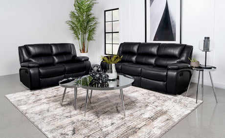 Tampa Furniture Outlet - Coaster - Camila 2-piece Upholstered Reclining Sofa Set Black - 610244-S2