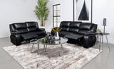 Camila 2-piece Upholstered Reclining Sofa Set Black - Tampa Furniture Outlet