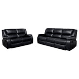 Camila 2-piece Upholstered Reclining Sofa Set Black - Tampa Furniture Outlet