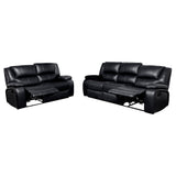 Camila 2-piece Upholstered Reclining Sofa Set Black - Tampa Furniture Outlet