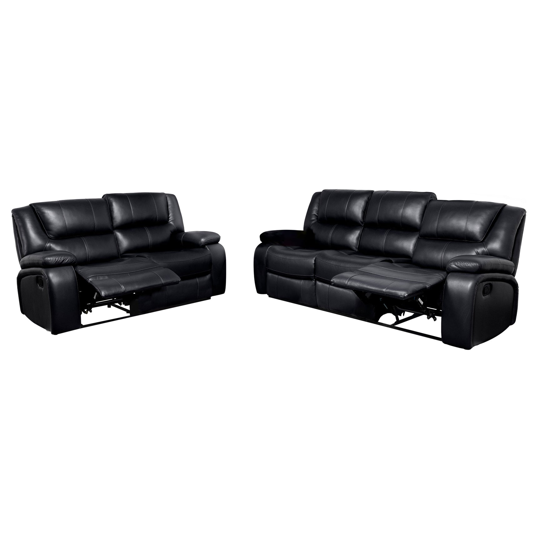 Camila 2-piece Upholstered Reclining Sofa Set Black - Tampa Furniture Outlet