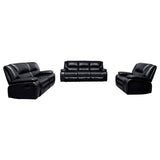 Camila 3-piece Upholstered Reclining Sofa Set Black - Tampa Furniture Outlet