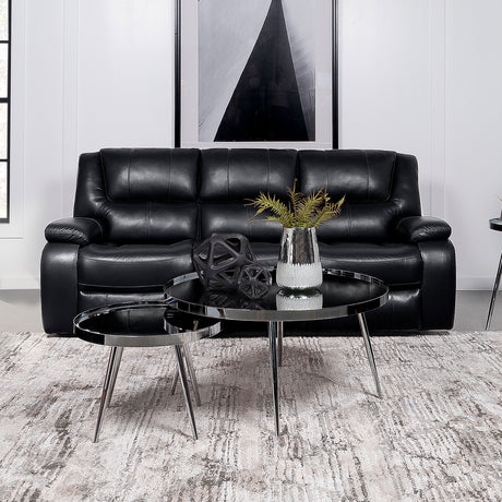 Camila Upholstered Motion Reclining Sofa Black - Tampa Furniture Outlet