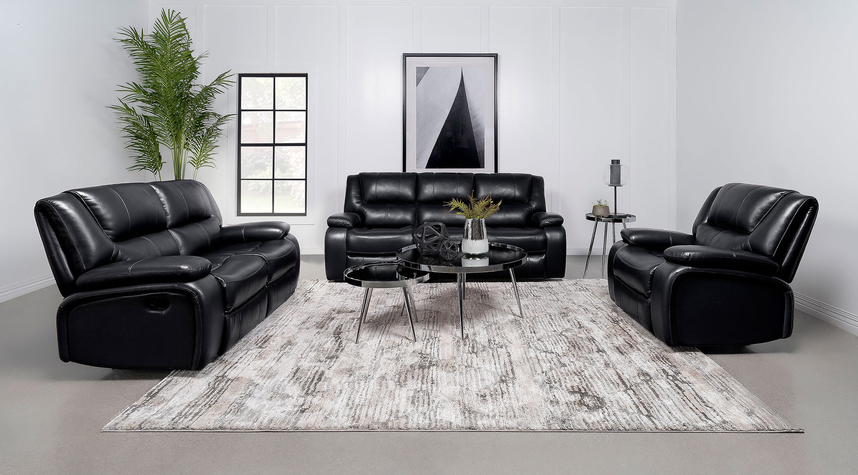 Camila Upholstered Motion Reclining Sofa Black - Tampa Furniture Outlet