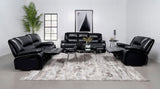 Camila Upholstered Motion Reclining Sofa Black - Tampa Furniture Outlet