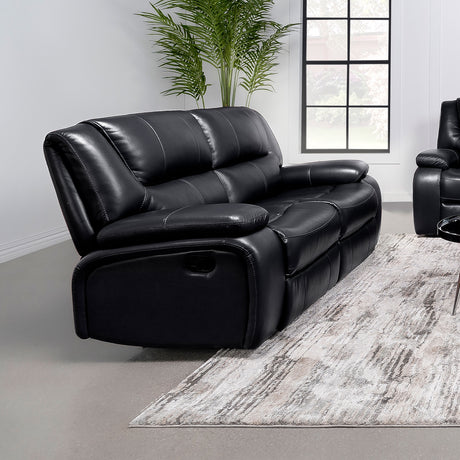 Camila Upholstered Motion Reclining Loveseat Black - Tampa Furniture Outlet