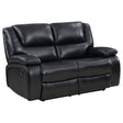 Tampa Furniture Outlet - Coaster - Camila Upholstered Motion Reclining Loveseat Black - 610245