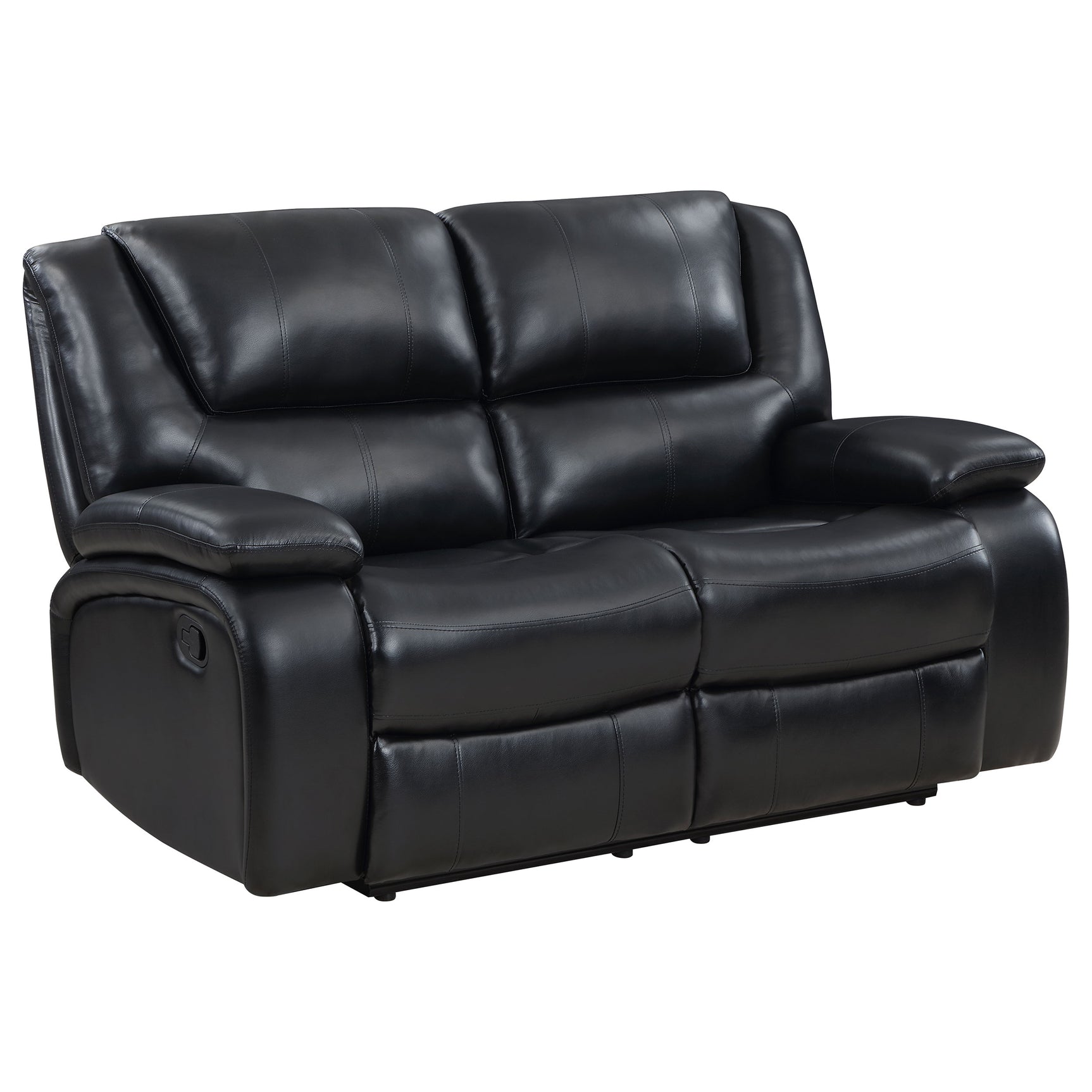 Tampa Furniture Outlet - Coaster - Camila Upholstered Motion Reclining Loveseat Black - 610245