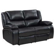 Tampa Furniture Outlet - Coaster - Camila Upholstered Motion Reclining Loveseat Black - 610245