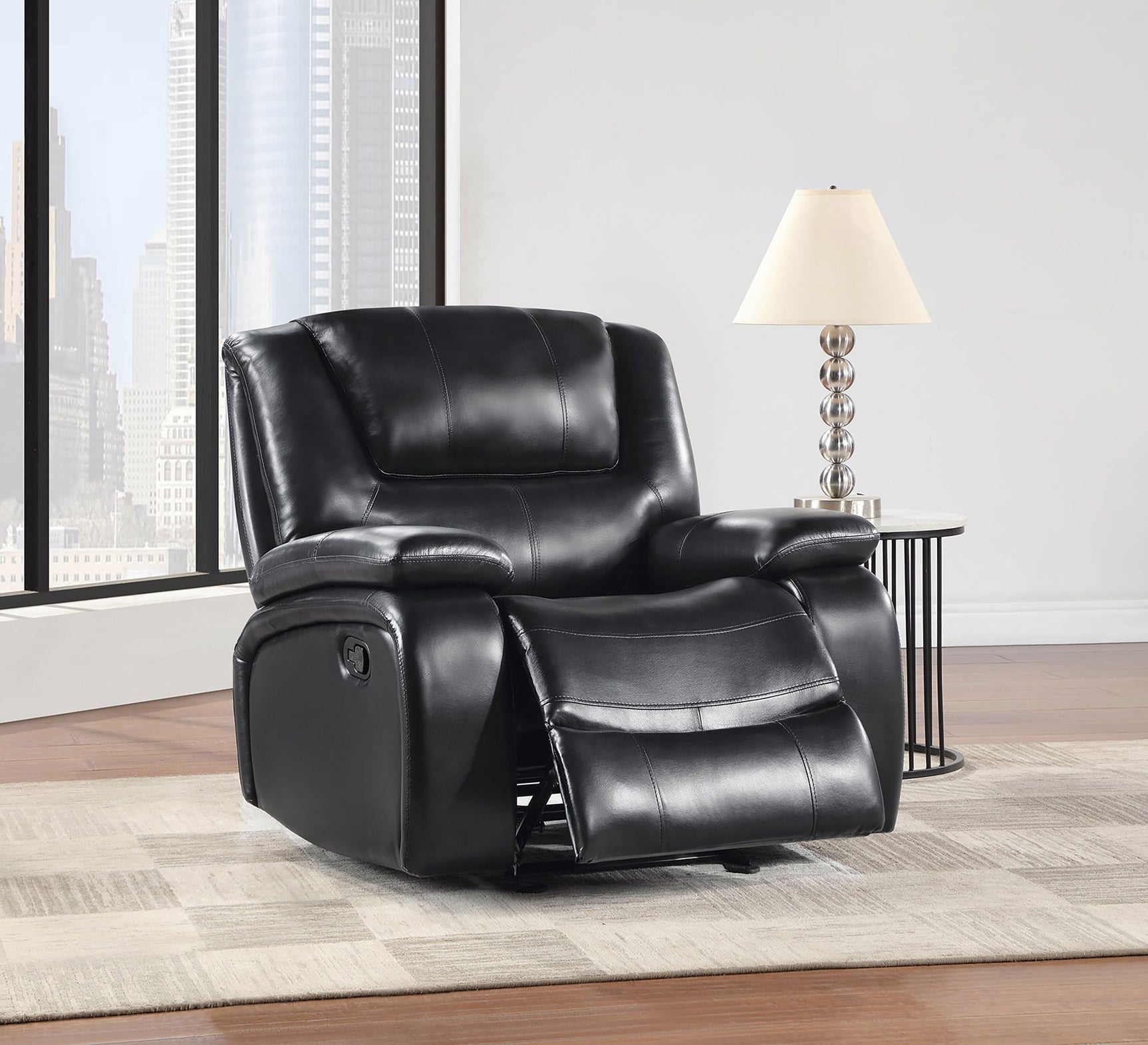 Camila Upholstered Glider Recliner Chair Black - Tampa Furniture Outlet