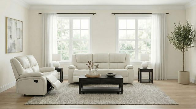 Tampa Furniture Outlet - Coaster - Camila 2-piece Upholstered Reclining Sofa Set White - 610247-S2