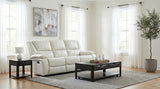 Camila Upholstered Motion Reclining Sofa White