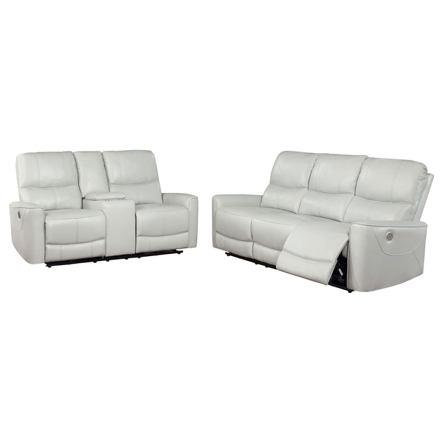 Tampa Furniture Outlet - Coaster - Greenfield 2-piece Power Reclining Sofa Set Dove Grey - 610261P-S2