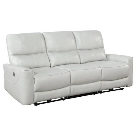 Tampa Furniture Outlet - Coaster - Greenfield Upholstered Power Reclining Sofa Dove Grey - 610261P