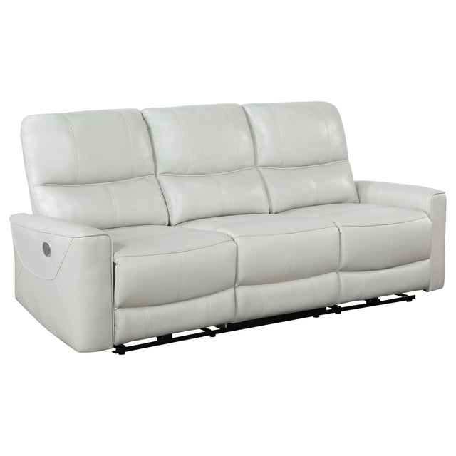 Tampa Furniture Outlet - Coaster - Greenfield Upholstered Power Reclining Sofa Dove Grey - 610261P