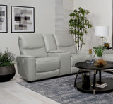 Greenfield Upholstered Power Reclining Loveseat Dove Grey - Tampa Furniture Outlet