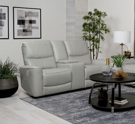 Greenfield Upholstered Power Reclining Loveseat Dove Grey - Tampa Furniture Outlet