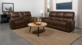 Greenfield 2-piece Power Reclining Sofa Set Saddle Brown - Tampa Furniture Outlet